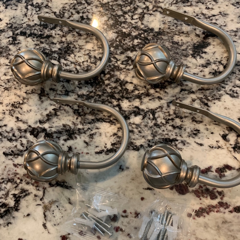 NEW Two Sets of Metal Curtain Holdbacks